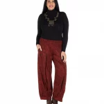 Pantalon fluide Rouge à motifs - PAP6002