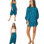 Combinaison adorable 3 en 1 bleue aux fleurs turquoise - PIP0064E