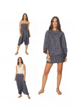 Combinaison épatante 3 en 1 bleue marine aux fleurs blanches - PIP0064F