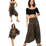 Combinaison chic 3 en 1 noire à motif fleuri - PIP2503A