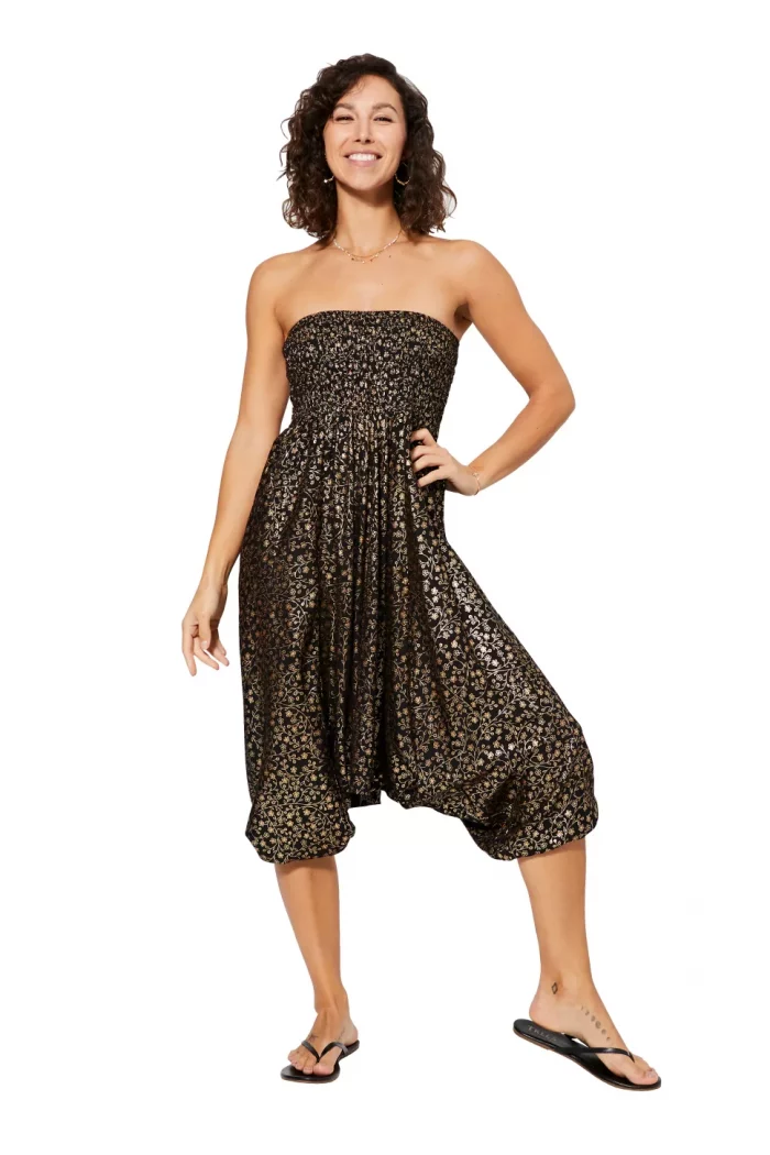 Combinaison chic 3 en 1 noire à motif fleuri - PIP2503A – Image 3