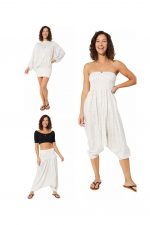 Combinaison élégante 3 en 1 blanche à motif fleuri - PIP2503B