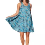 Robe bleue courte ample sans manches - RLIP3038A