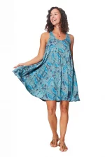 Robe bleue courte ample sans manches - RLIP3038A