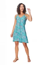 Robe courte turquoise à bretelles à nouer - RLIP3031B