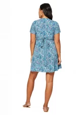 Robe courte bleue à nouer - RLIP3040B – Image 2