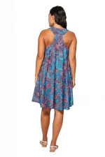 Robe courte ample sans manches bleu et rouge - RLIP3038B – Image 2