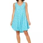 Robe courte bohème sans manches Bleue à fleurs - RLIPV0012B