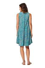 Robe courte ample sans manches Bleue à motifs - RLIP0287B – Image 2