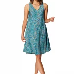 Robe courte ample sans manches Bleue à motifs - RLIP0287B