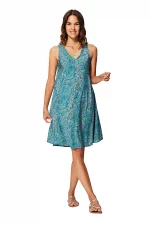 Robe courte ample sans manches Bleue à motifs - RLIP0287B