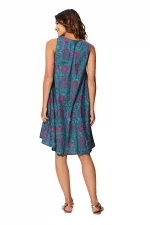 Robe courte ample sans manches Turquoise et fuchsia - RLIP0287A – Image 2