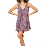 Petite Robe courte ample Bleu nuit et rose - RLIP0286B