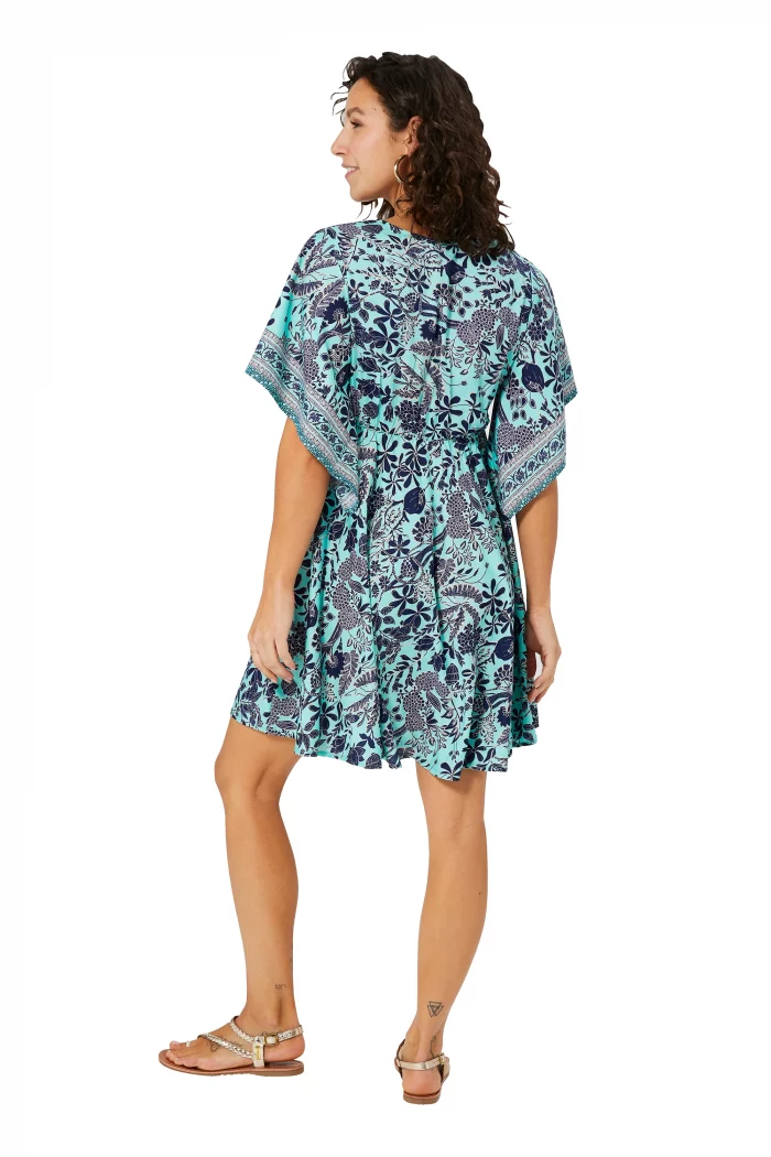 Robe bohème courte ample bleue - RLIP2002F – Image 2