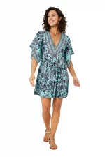 Robe bohème courte ample bleue - RLIP2002F