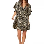 Robe bohème courte ample noire et crème - RLIP2002G