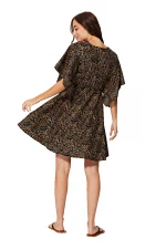 Robe bohème courte ample noire et or - RLIP2002E – Image 2