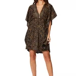 Robe bohème courte ample noire et or - RLIP2002E