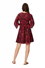 Robe bohème courte ample noire et rouge - RLIP2002D – Image 2