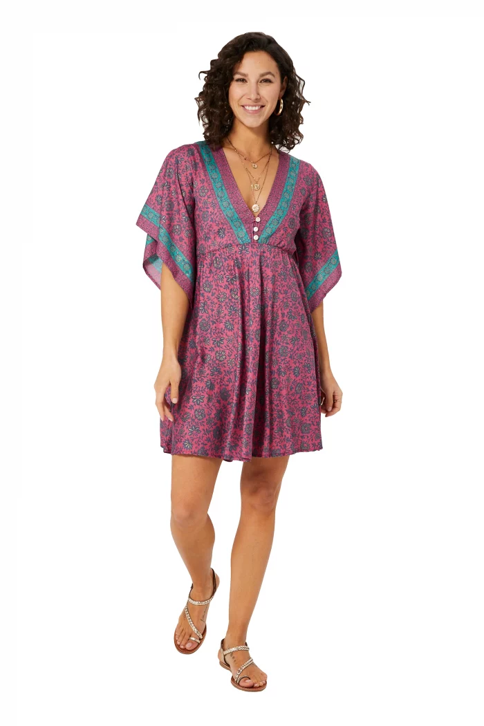 Robe bohème courte ample rose - RLIP2002B – Image 1