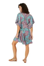 Robe bohème courte ample bleue et rose - RLIP2002A – Image 2