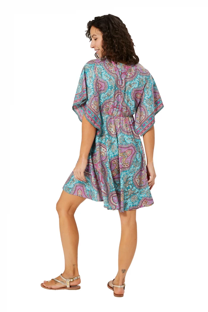 Robe bohème courte ample bleue et rose - RLIP2002A – Image 2