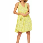 Robe courte bohème sans manches Jaune à fleurs - RLIPV0012A