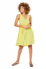 Robe courte bohème sans manches Jaune à fleurs - RLIPV0012A