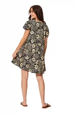 Petite Robe ample noire et crème à manches courtes - RLIP2000G – Image 2