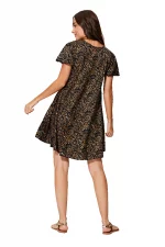 Petite Robe ample noire et or à manches courtes - RLIP2000E – Image 2