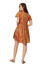 Petite Robe ample orange à manches courtes - RLIP2000C – Image 2