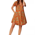 Petite Robe ample orange à manches courtes - RLIP2000C