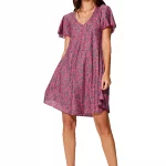 Petite Robe ample rose à manches courtes - RLIP2000B