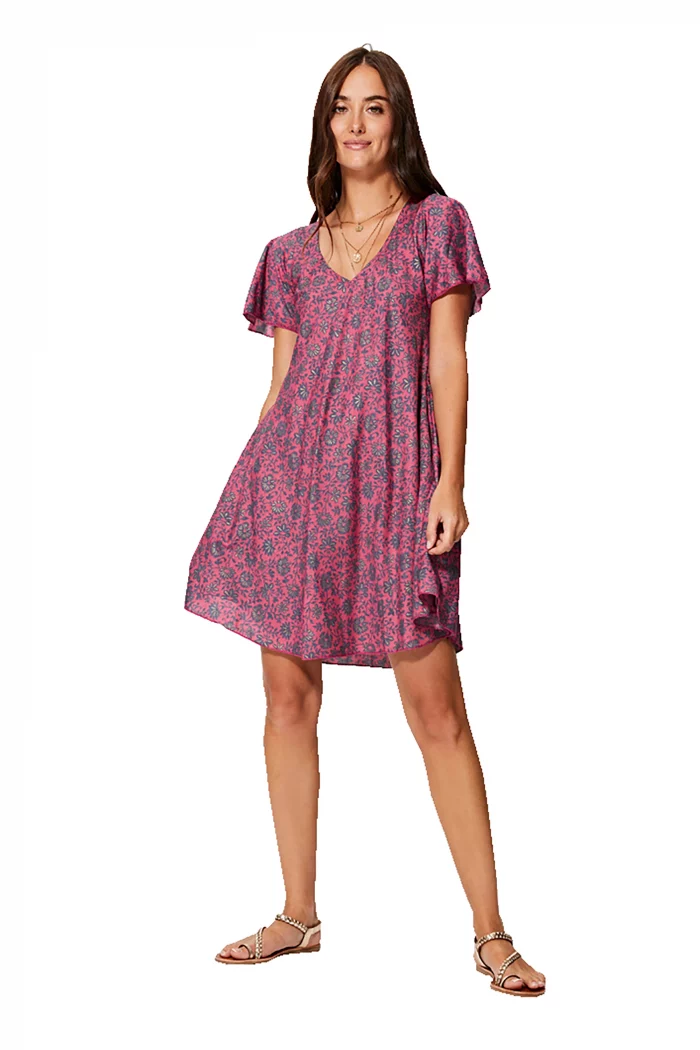 Petite Robe ample rose à manches courtes - RLIP2000B – Image 1