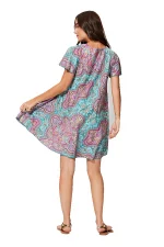 Petite Robe ample bleue et rose à manches courtes - RLIP2000A – Image 2