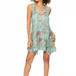 Robe courte ample sans manches turquoise - RLIP3039A