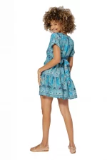 Petite Robe courte estivale bohème bleue - RLIP3045A – Image 2