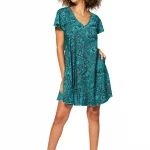 Robe courte ample Bohème à motifs ethniques- RLIP0288D