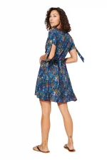 Robe courte bohème Bleue fleurie - RLIPV0021B – Image 2