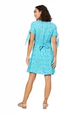 Robe courte bohème Bleue à fleurs - RLIPV0021A – Image 2