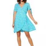 Robe courte bohème Bleue à fleurs - RLIPV0021A