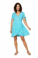 Robe courte bohème Bleue à fleurs - RLIPV0021A