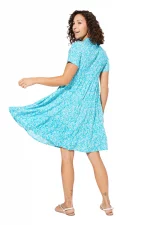 Robe col mao Bleue à fleurs blanches - RLIPV0019A – Image 2