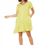 Petite Robe bohème ample Jaune à fleurs - RLIPV0017A