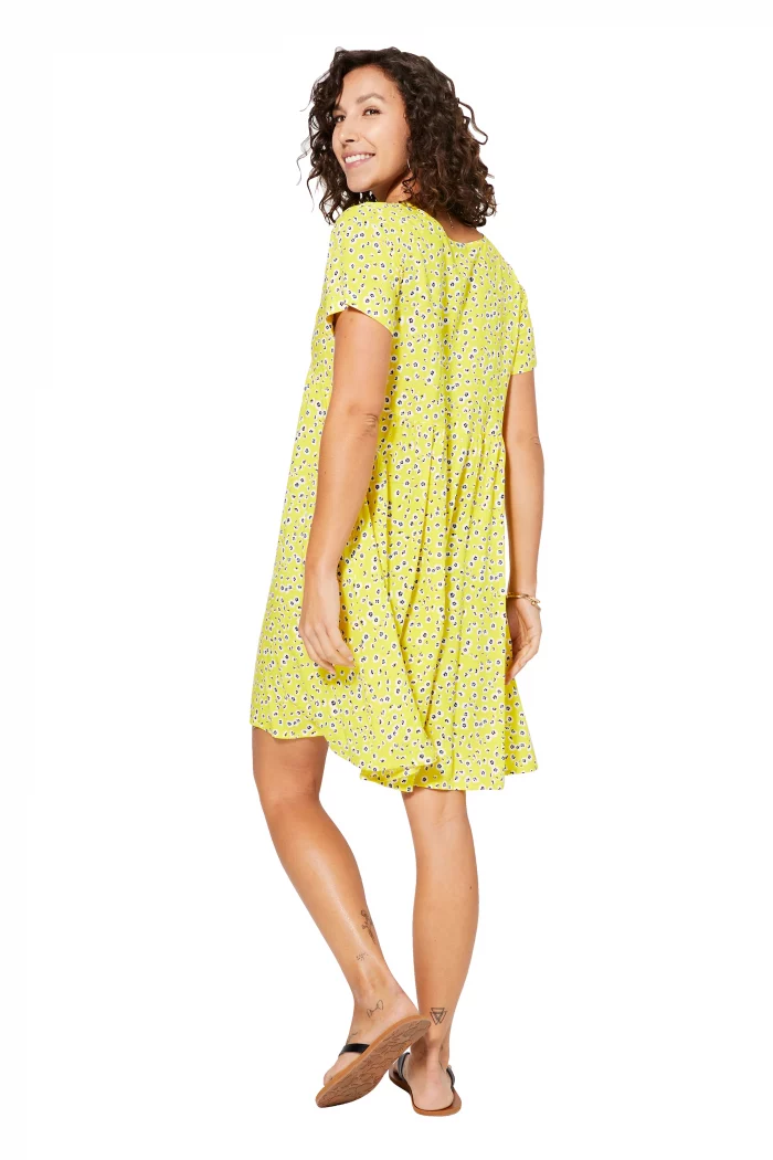 Petite Robe bohème ample Jaune à fleurs - RLIPV0017A – Image 2