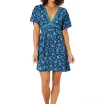 Robe courte bohème Bleue à dos ouvert - RLIP0291A