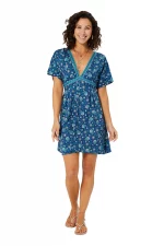 Robe courte bohème Bleue à dos ouvert - RLIP0291A
