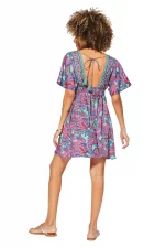 Robe courte Bleue et rose à dos ouvert - RLIP0291B – Image 2