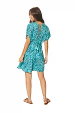 Robe courte fluide Bleue turquoise à dos ouvert - RLIP0290B – Image 2