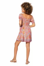 Robe courte bohème d'été Orange et rose- RLIP0293B – Image 2